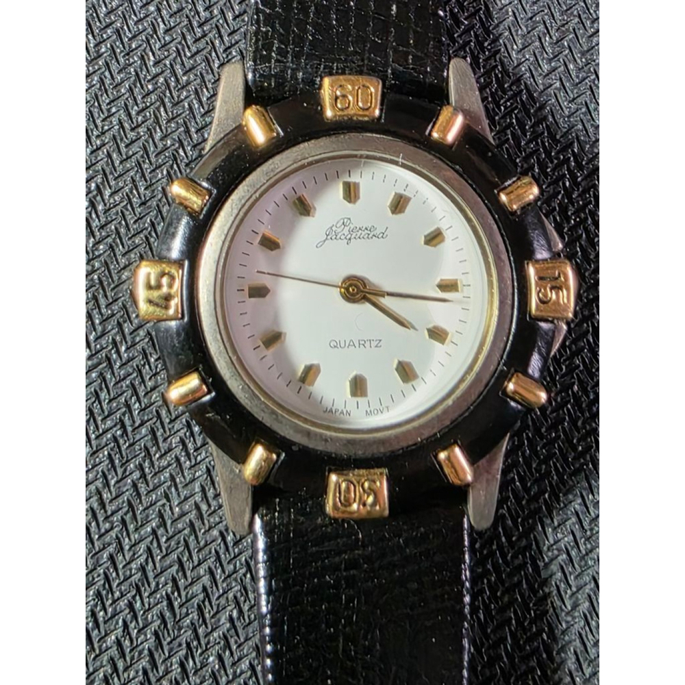 Women's Pierre Jacquard Quartz Watch Black Gold One Size